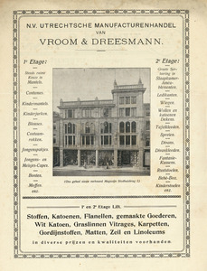 711570 Nota van de N.V. Utrechtsche Manufacturenhandel van Vroom & Dreesmann, Stadhuisbrug 4-5, Oudegracht 6-8 en Lange ...